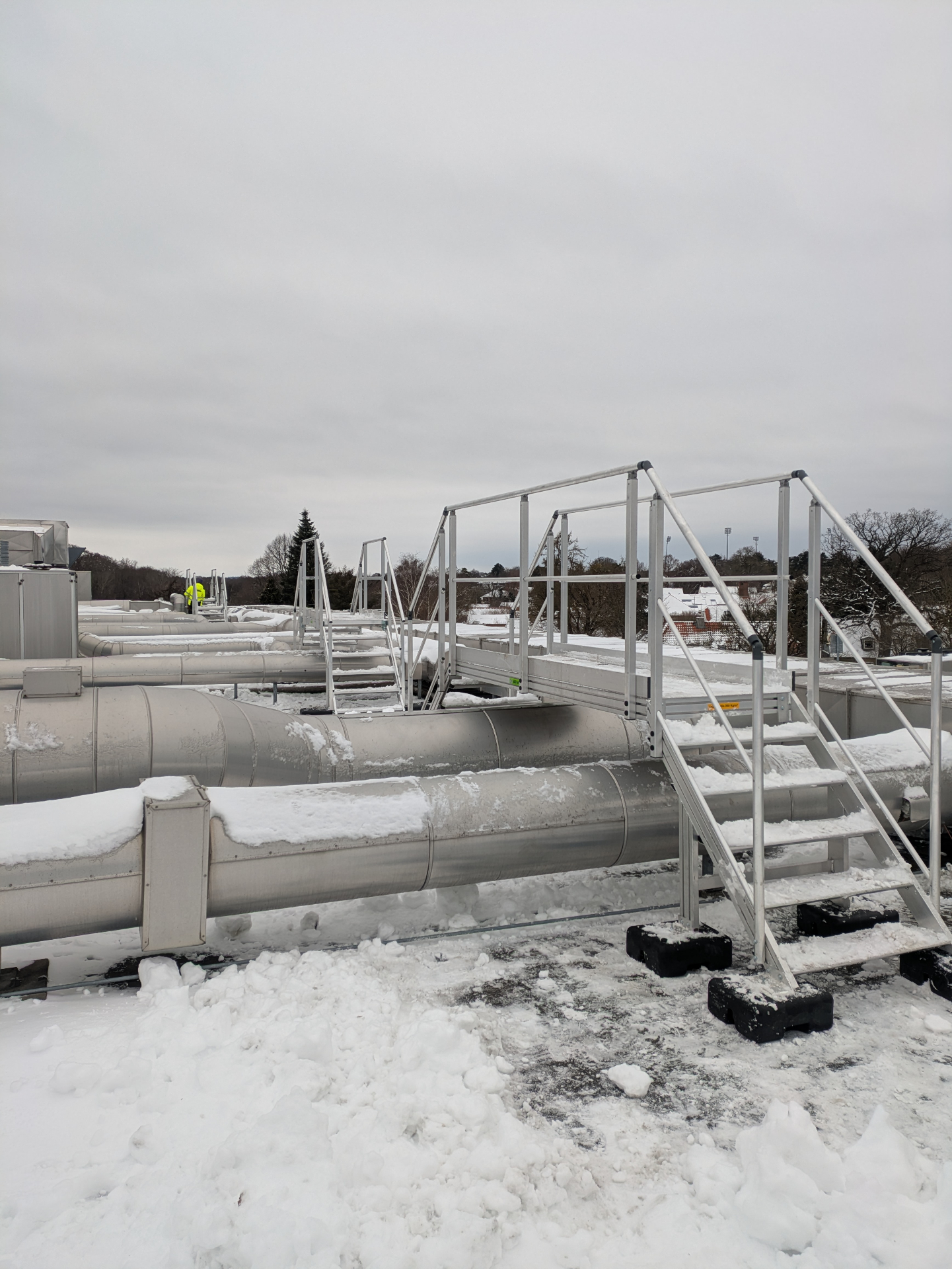 Pipe crossing and walkway for industrial plant