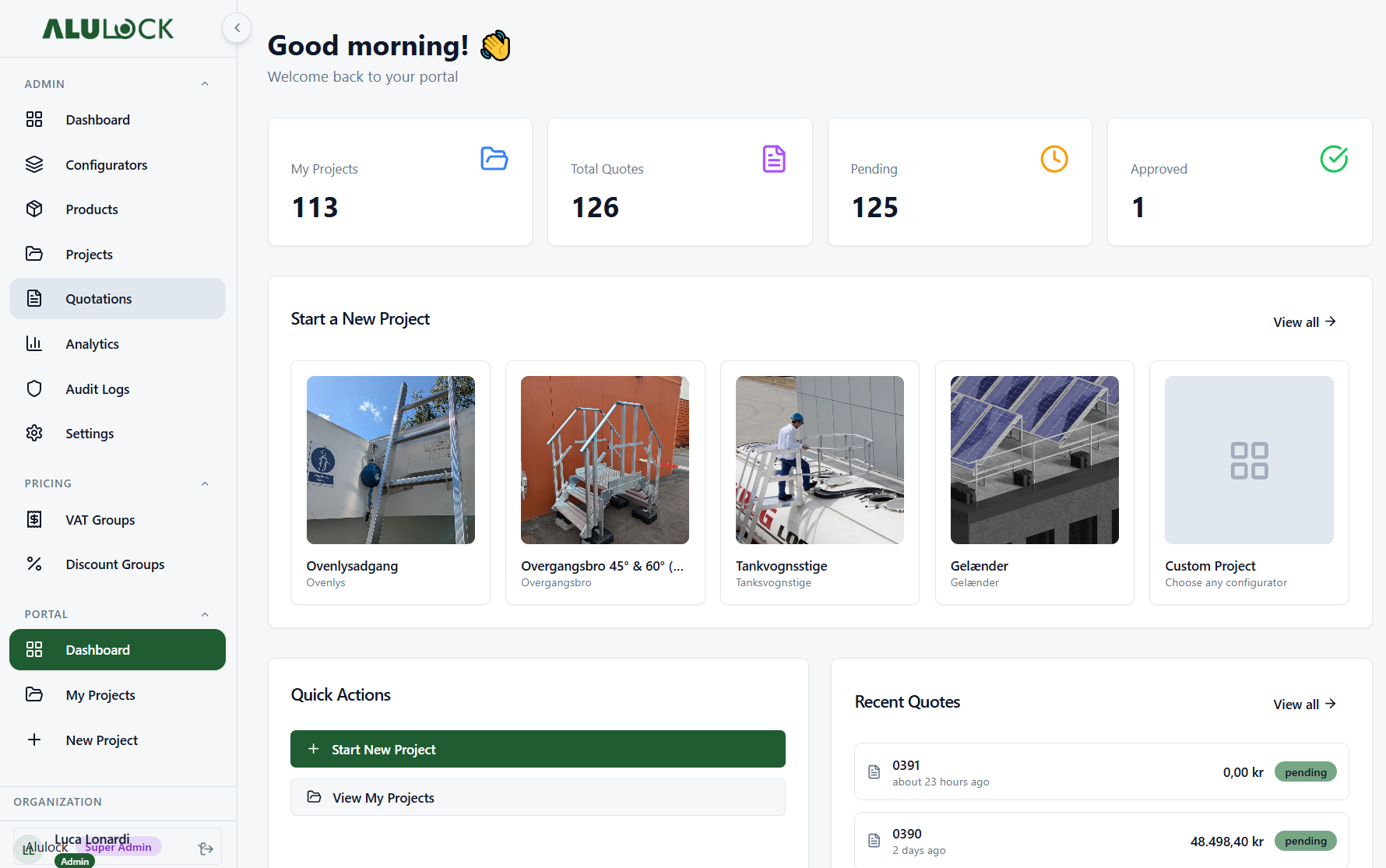 Configo projektdashboard